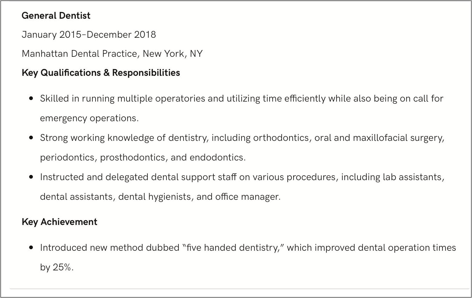 General Dentist Skills For Resume