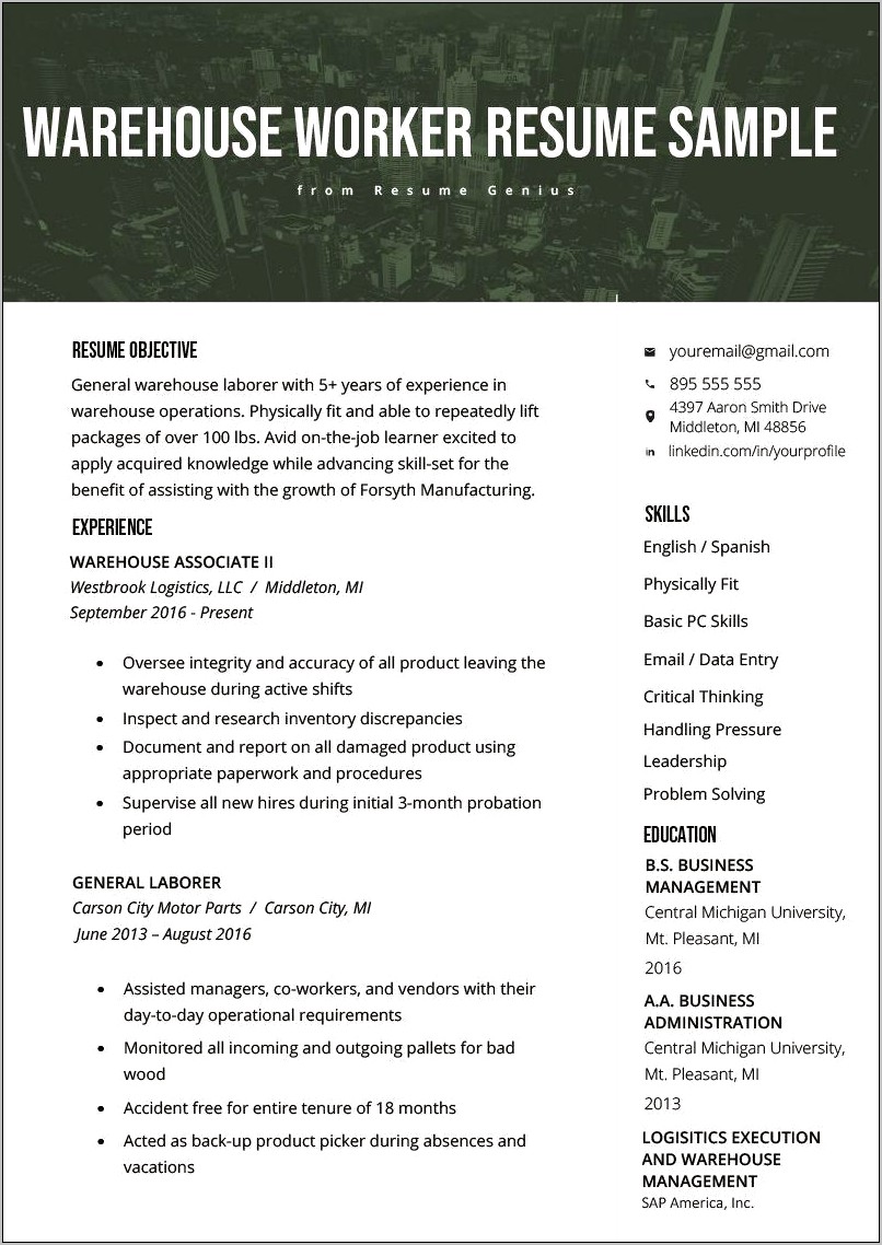 General Job Skills For Resume