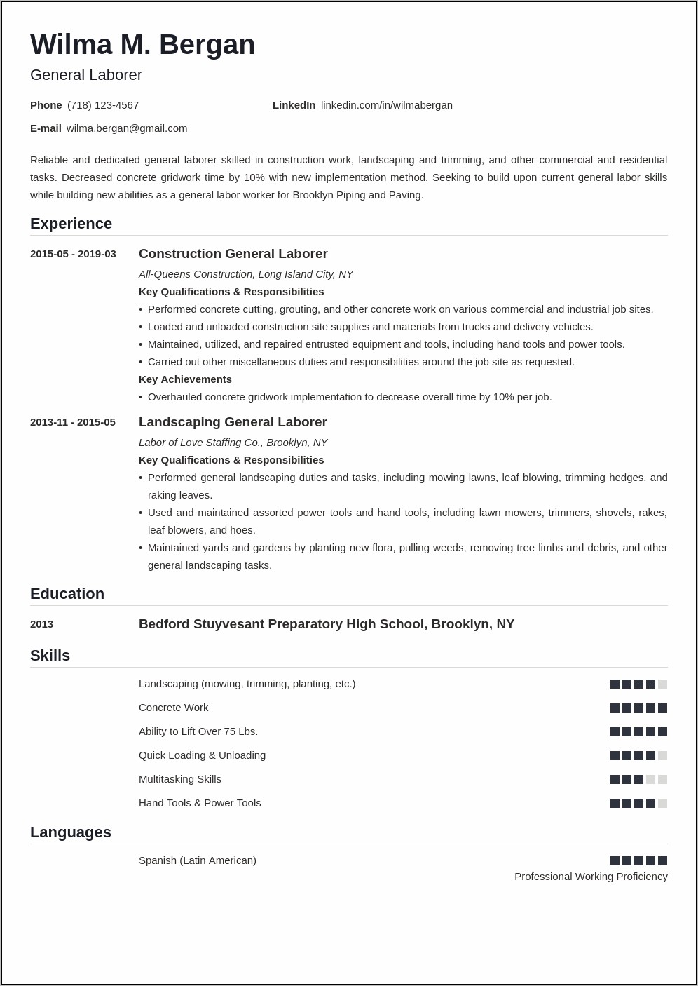 General Labor Warehouse Resume Objective