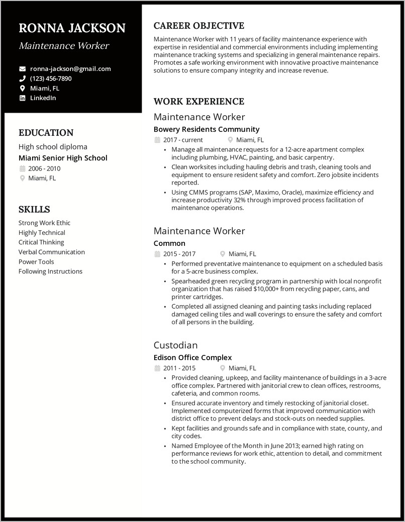 General Laborer Resume Skills Examples