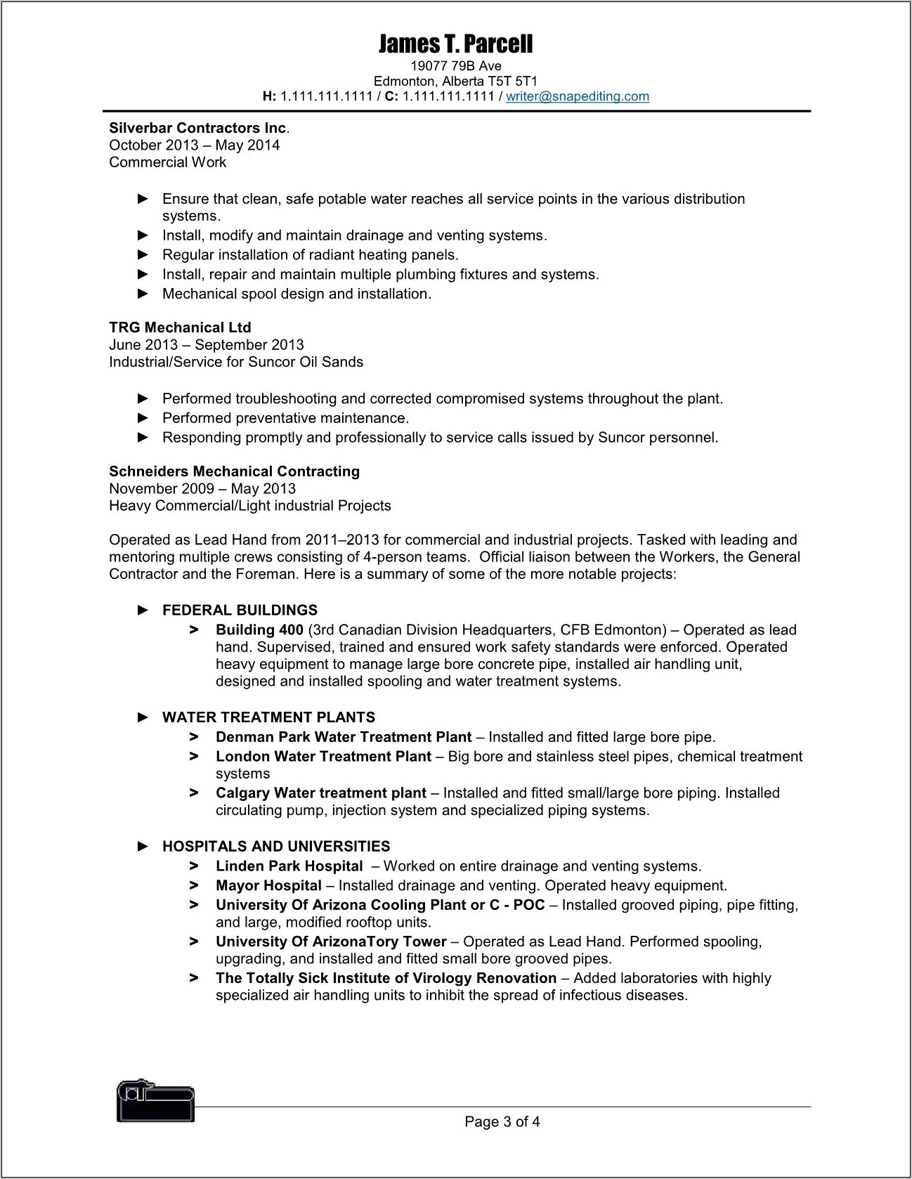 General Maintenance Handyman Resume Sample