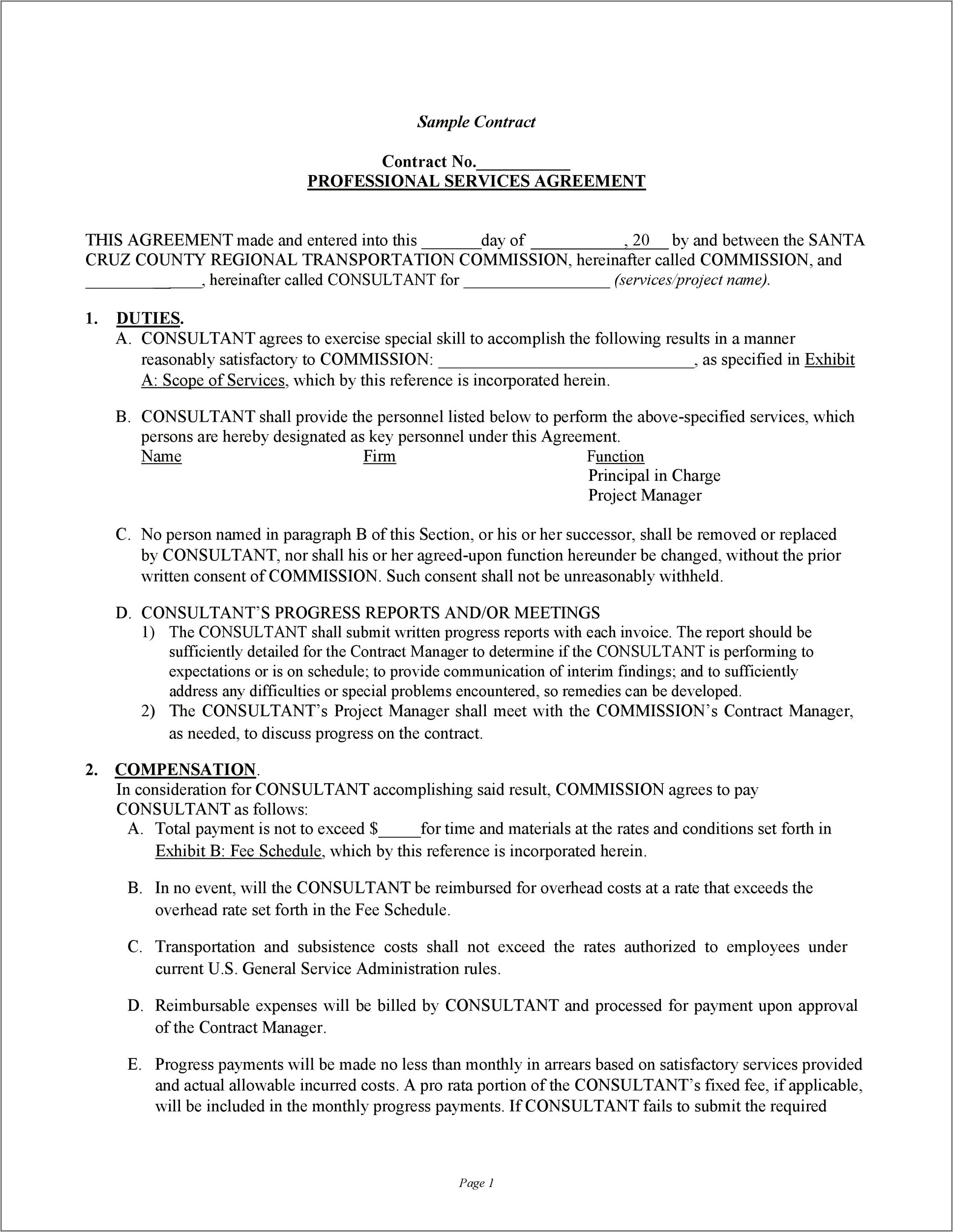 General Manager Contract Template Free Download