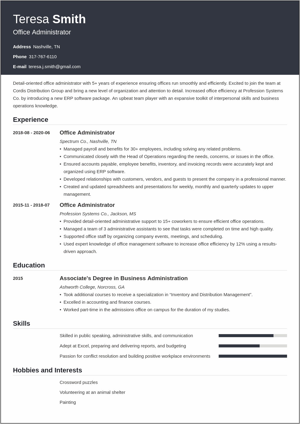 General Office Manager Resume Sample