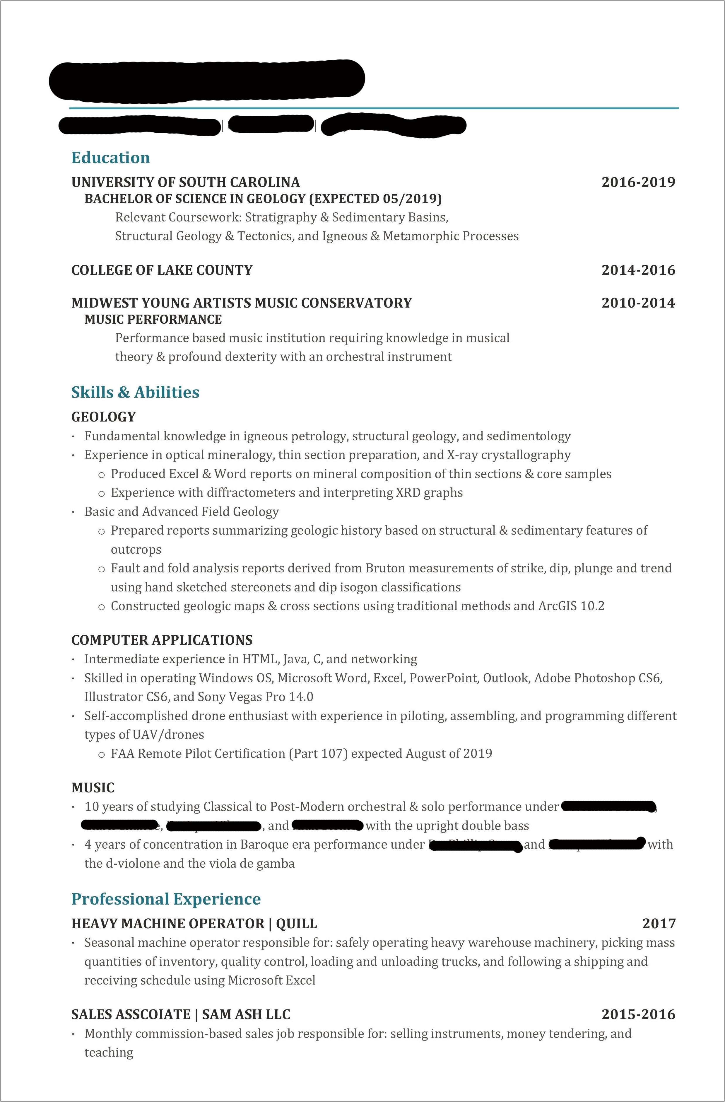 Geology Grad School Resume Sample