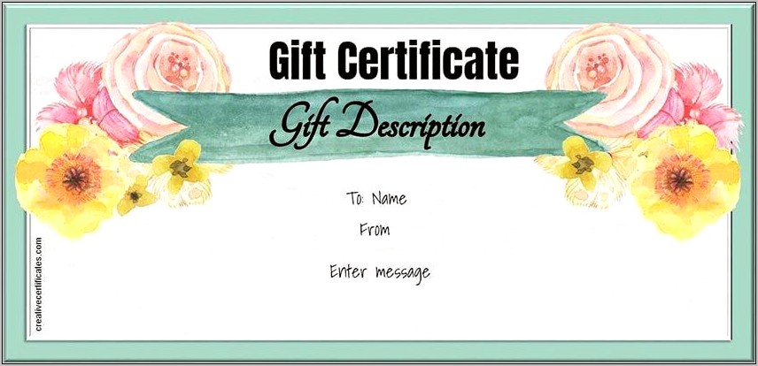 Gift Certificate Template Free Download Elegant