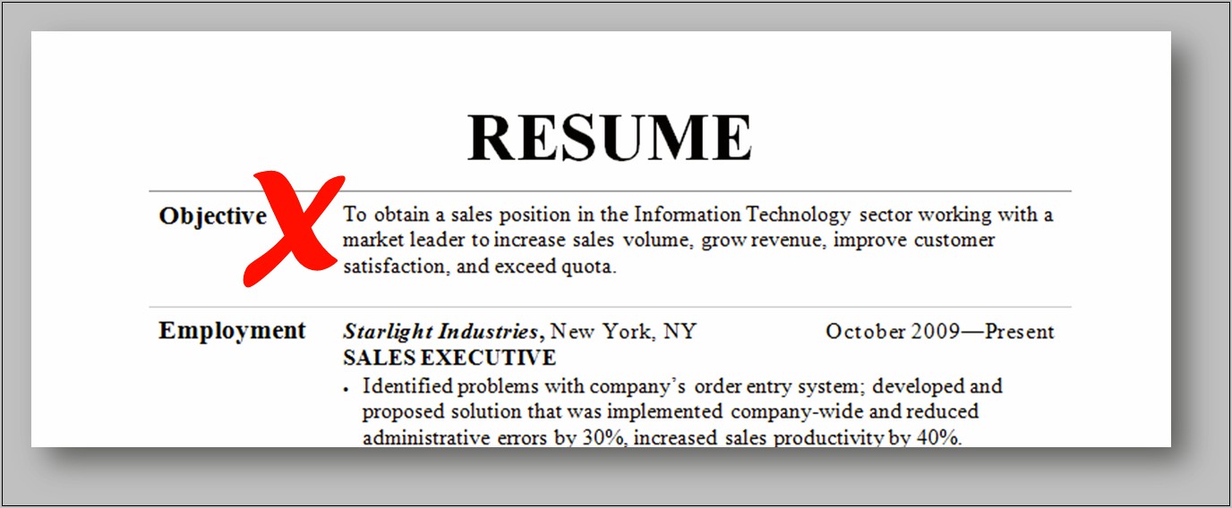 Give Objective Examples Of Resume