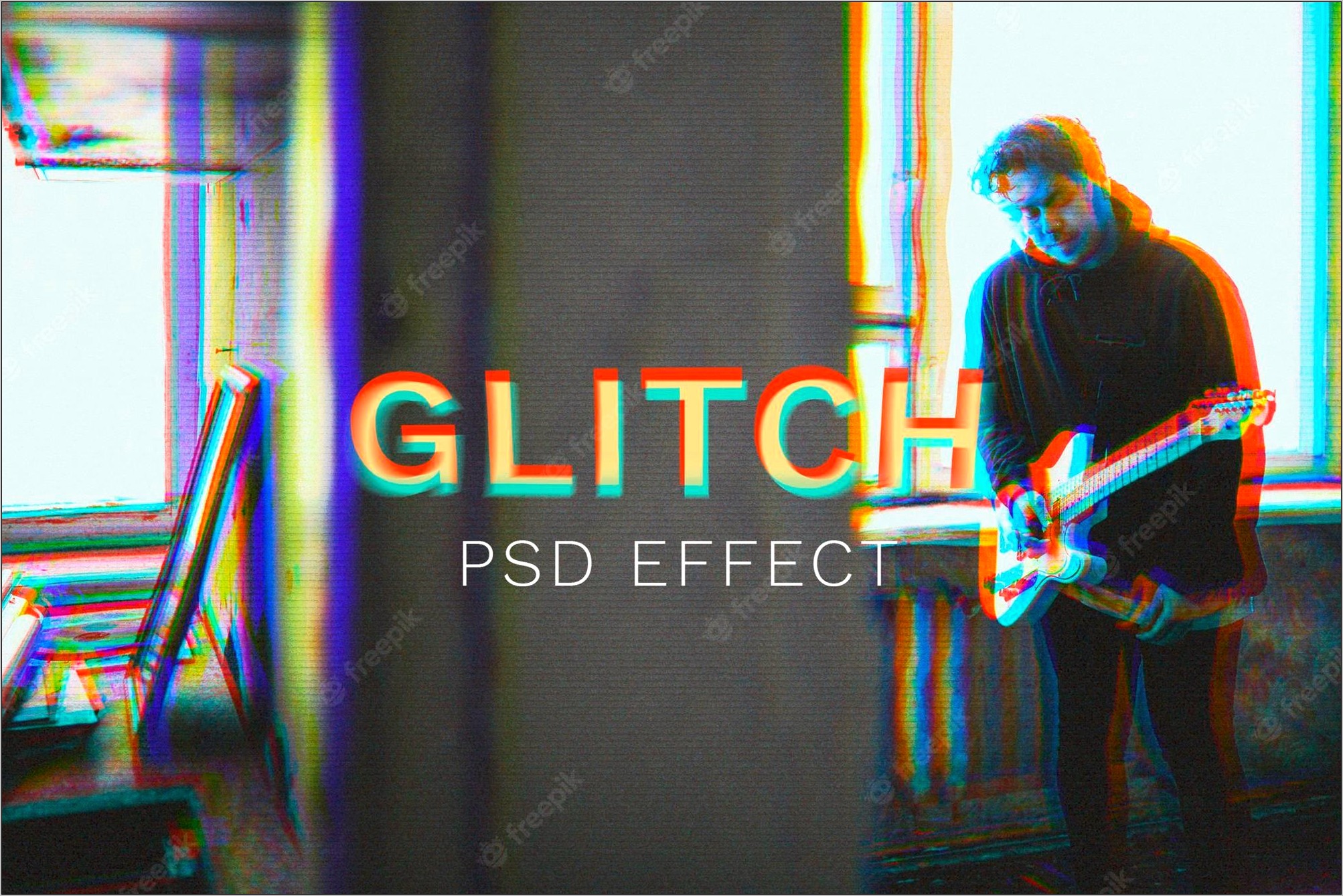 Glitch Photoshop Photo Template Free Download