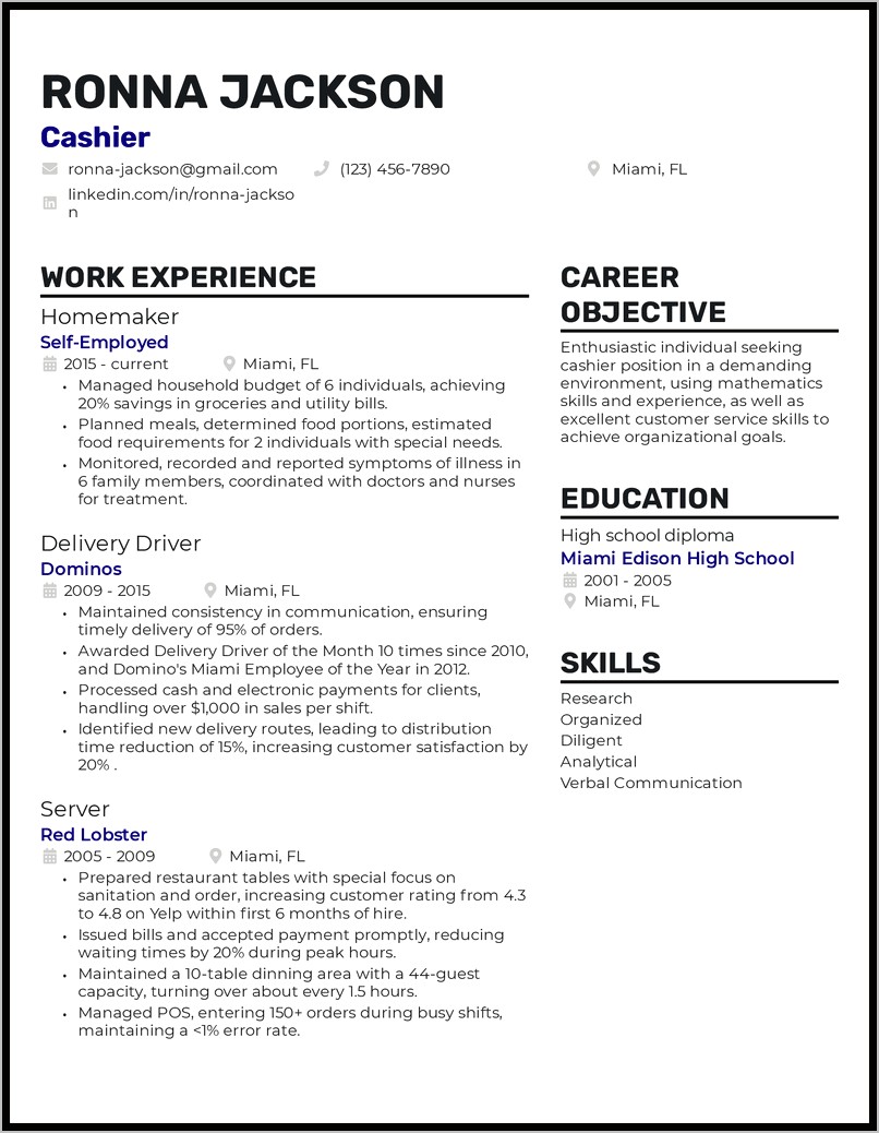 Good Examples Objective For Resume