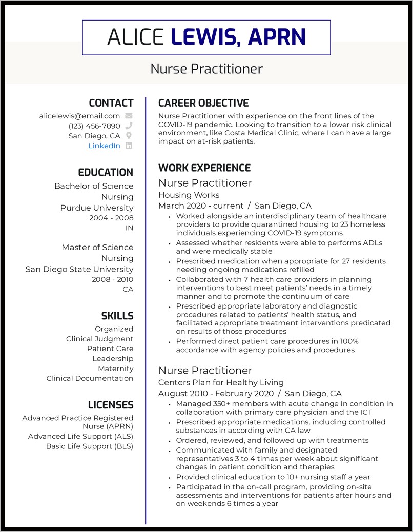 Good Objective For Nursing Resume