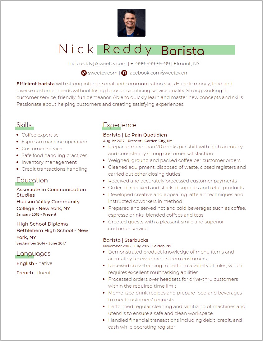 Good Resume Objective Statements Starbucks