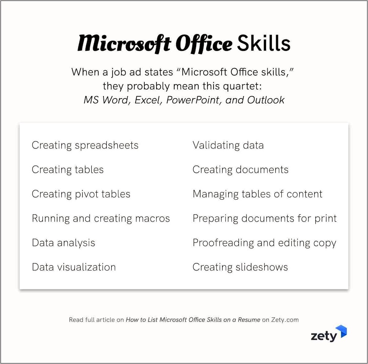 Good Resume Skills For Microsoft