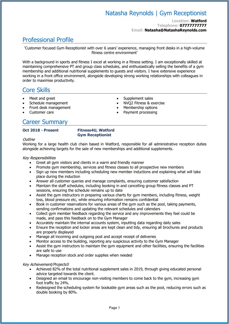 Good Skills For Receptionist Resume