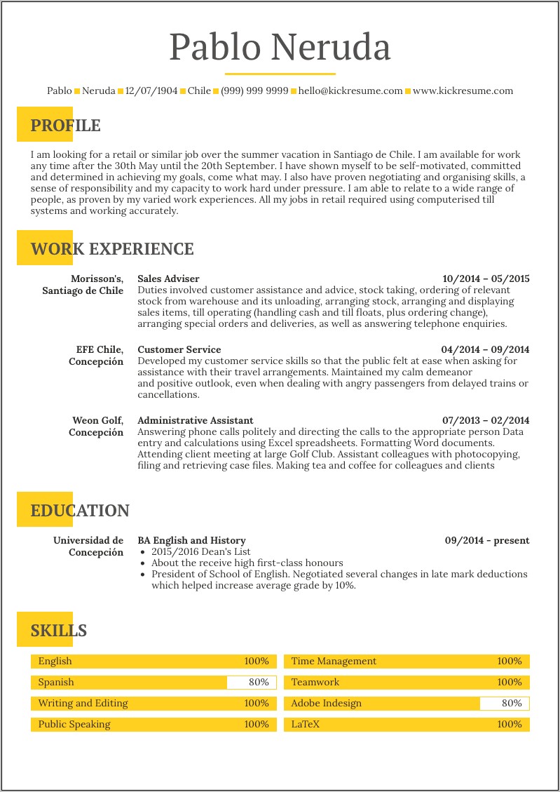 Good Skills For Student Resume