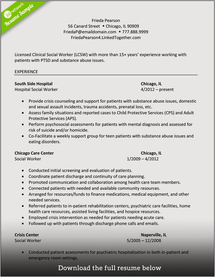 Good Social Work Resume Examples