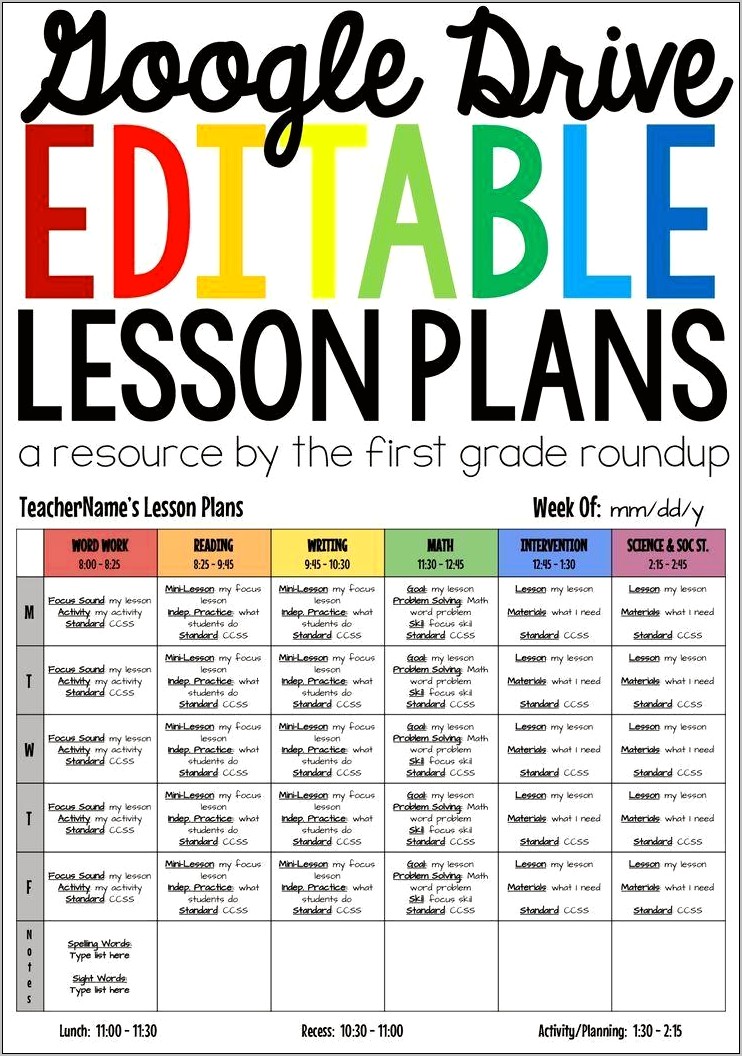 Google Doc Lesson Plan Template Download