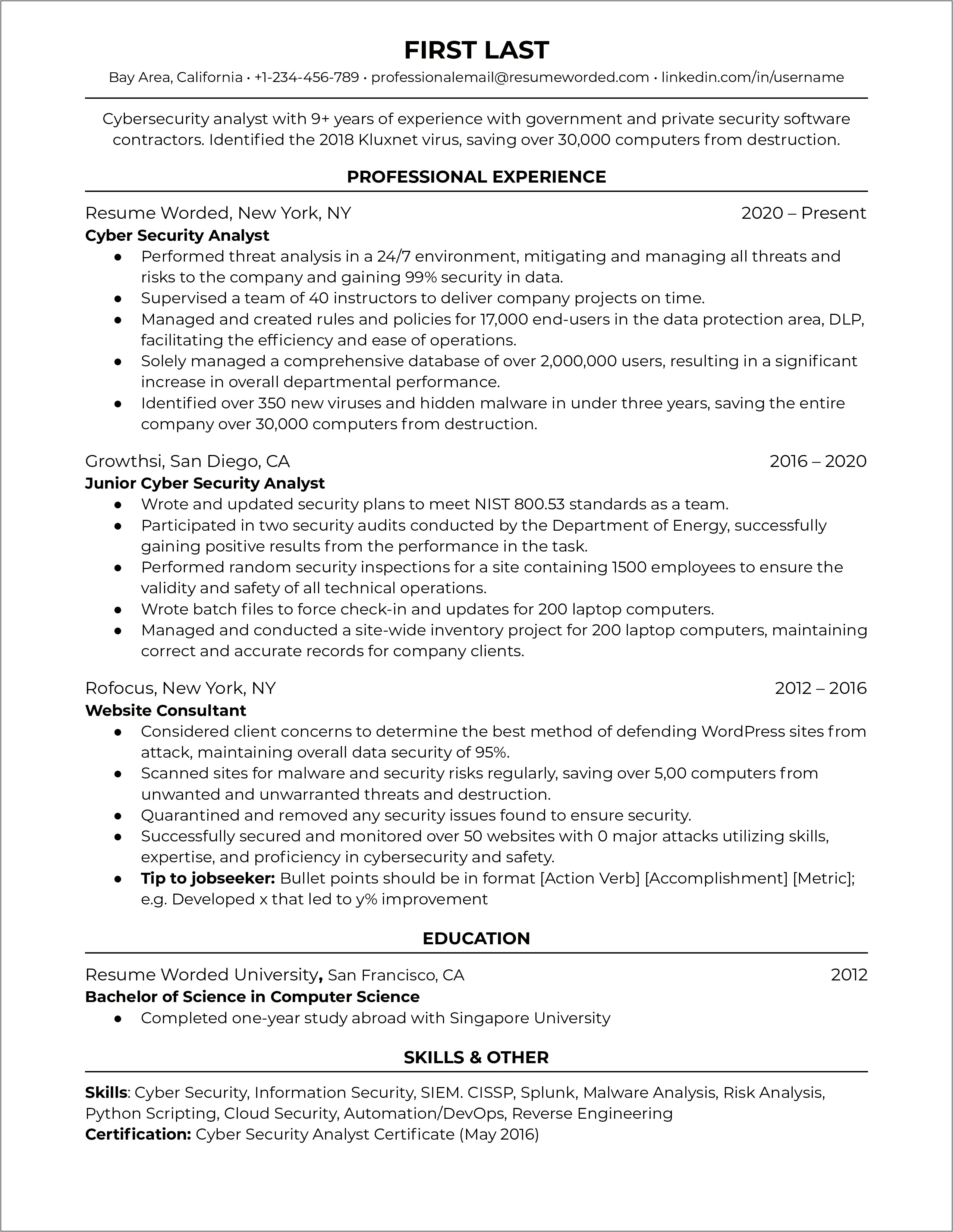 Government Job Government Resume Template