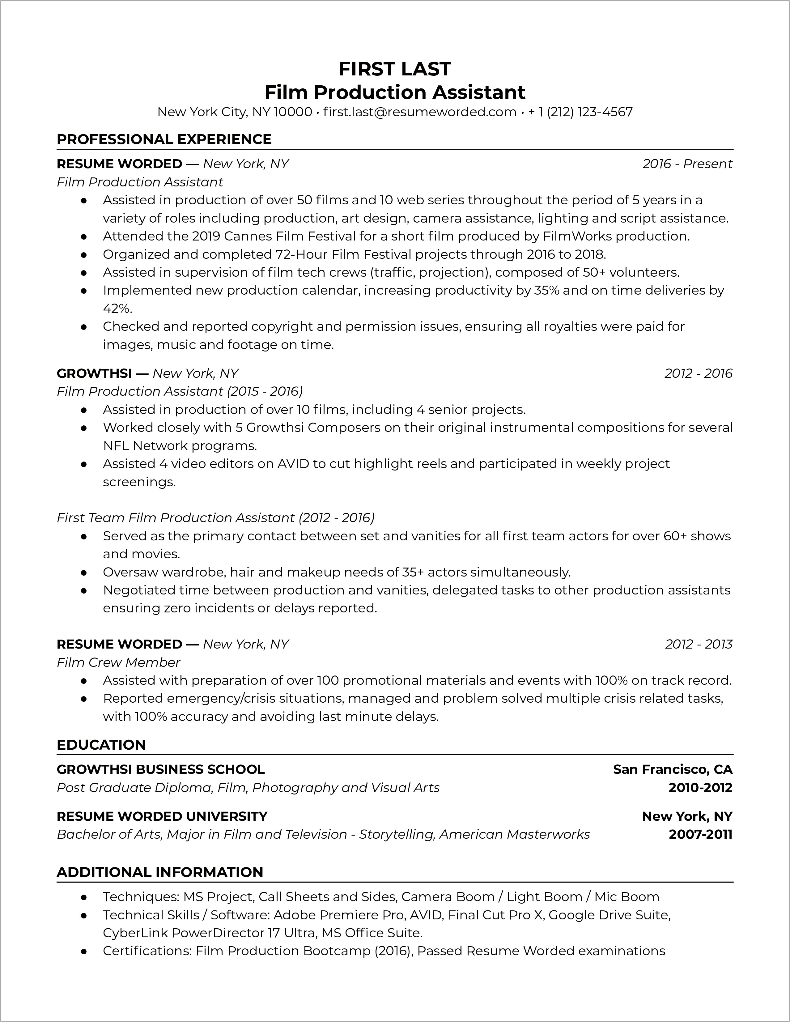 Graduate Entry Bank Resume Sample