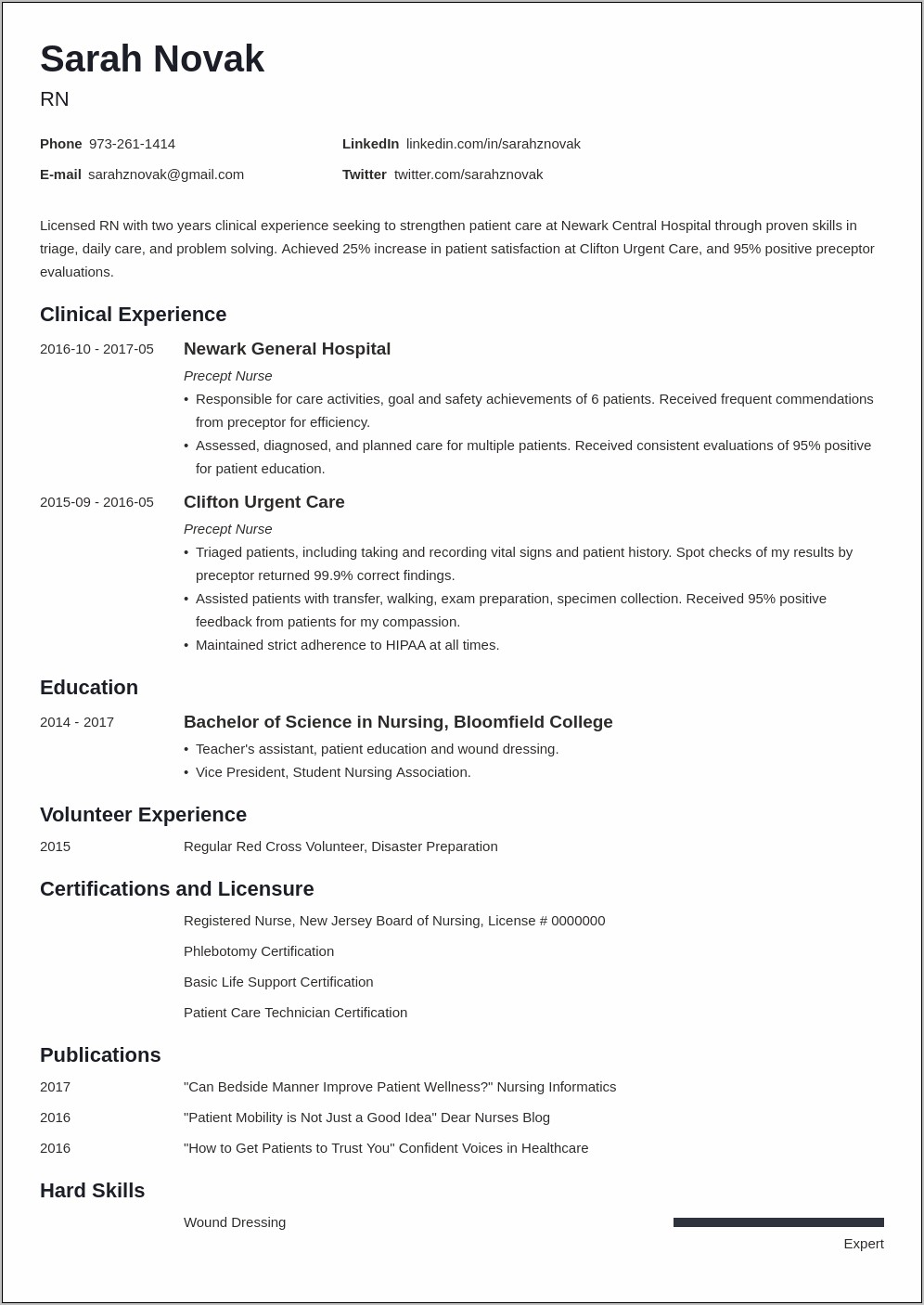 Graduate Nurse Student Resume Skill