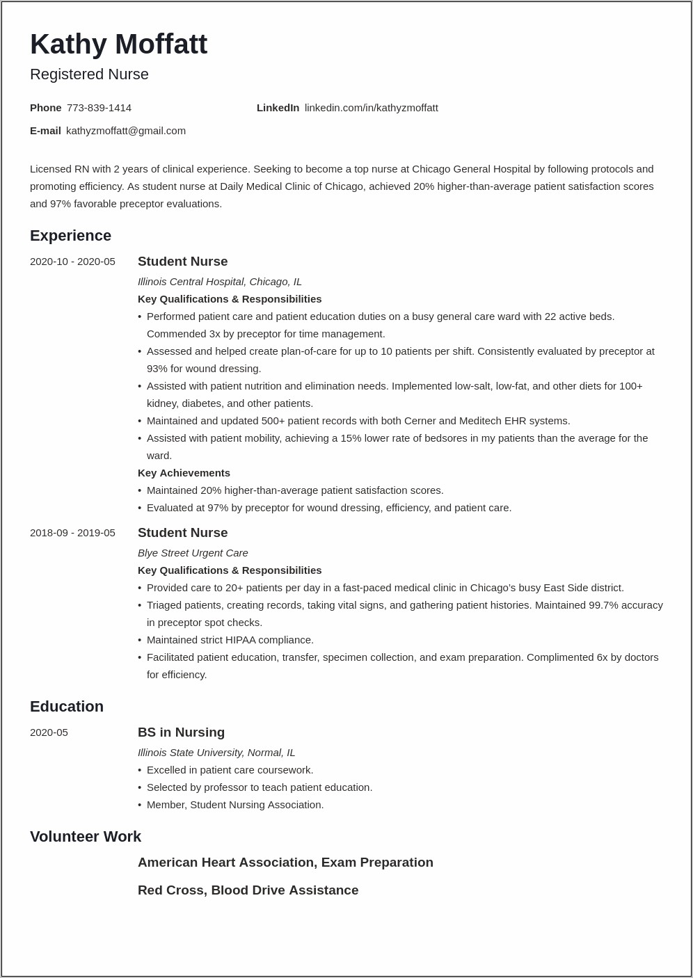 Graduate Nursing Resume Examples 2018