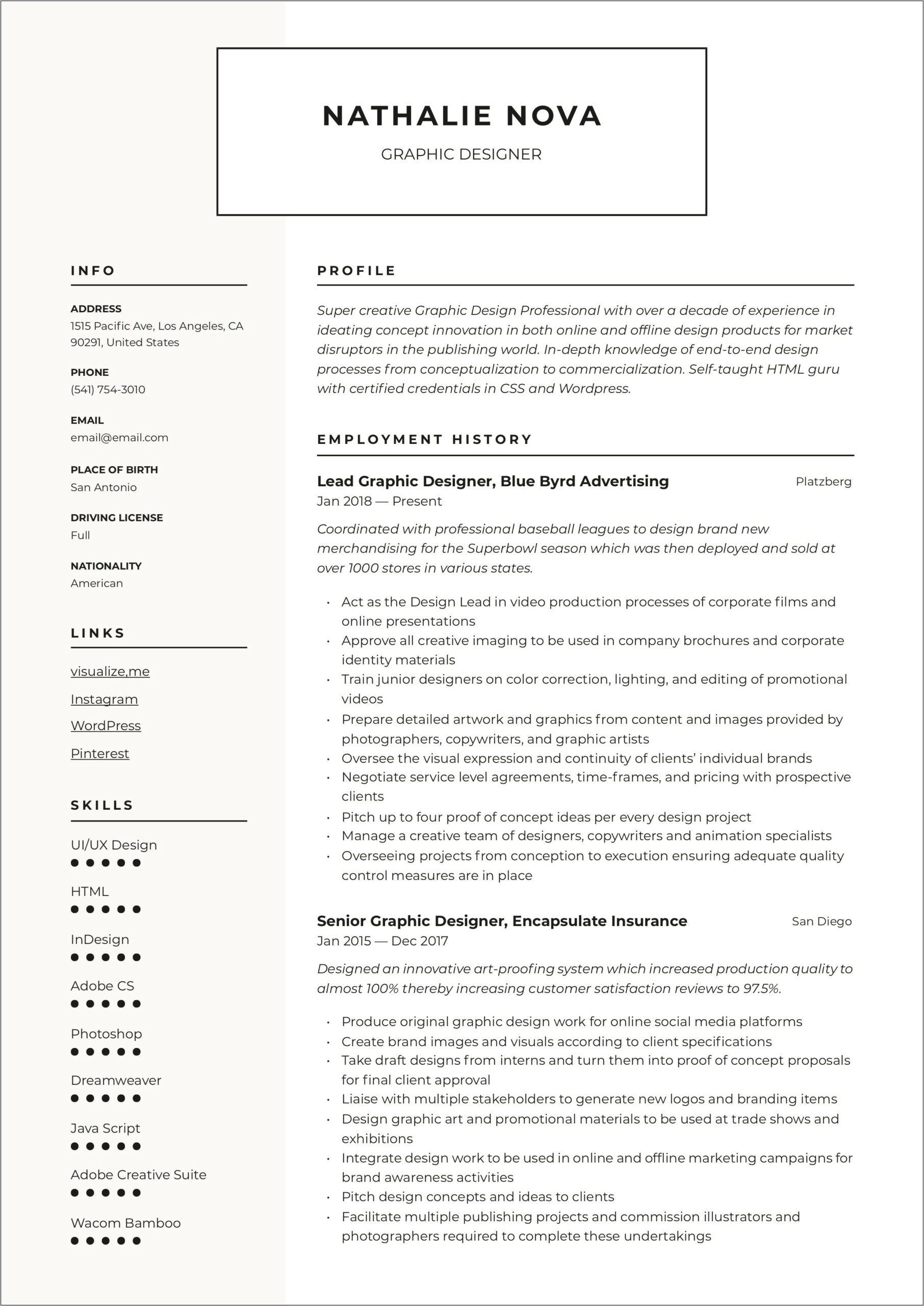 Graphic Artist Job Description Resume