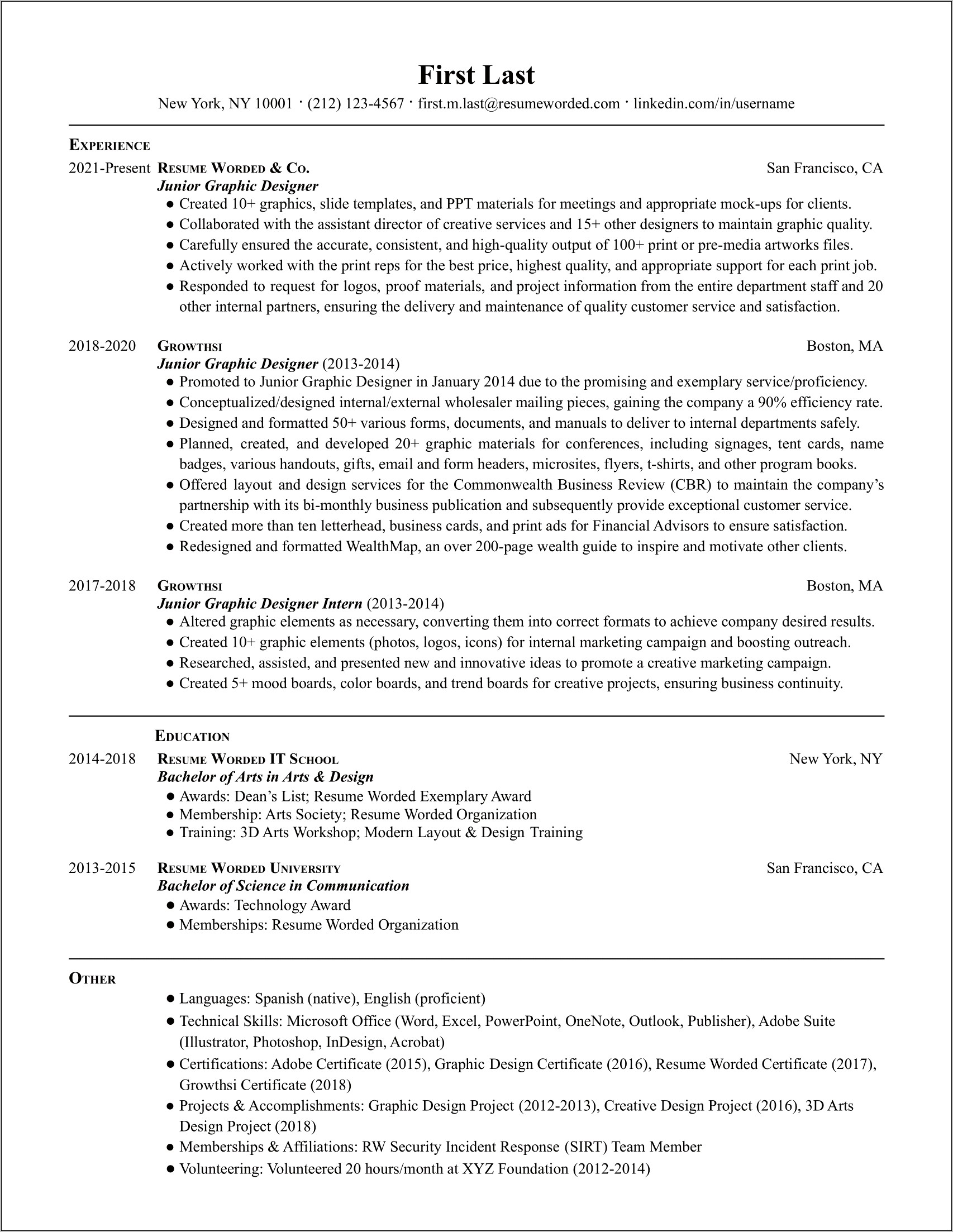 Graphic Design Manager Resume Sample