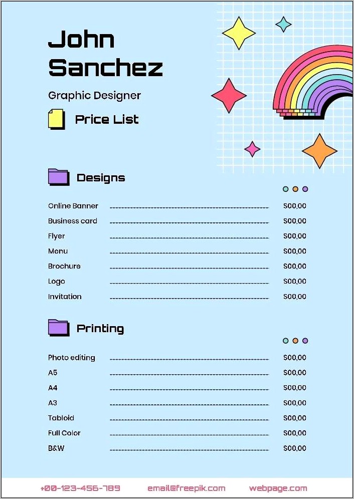 Graphic Design Price List Template Download