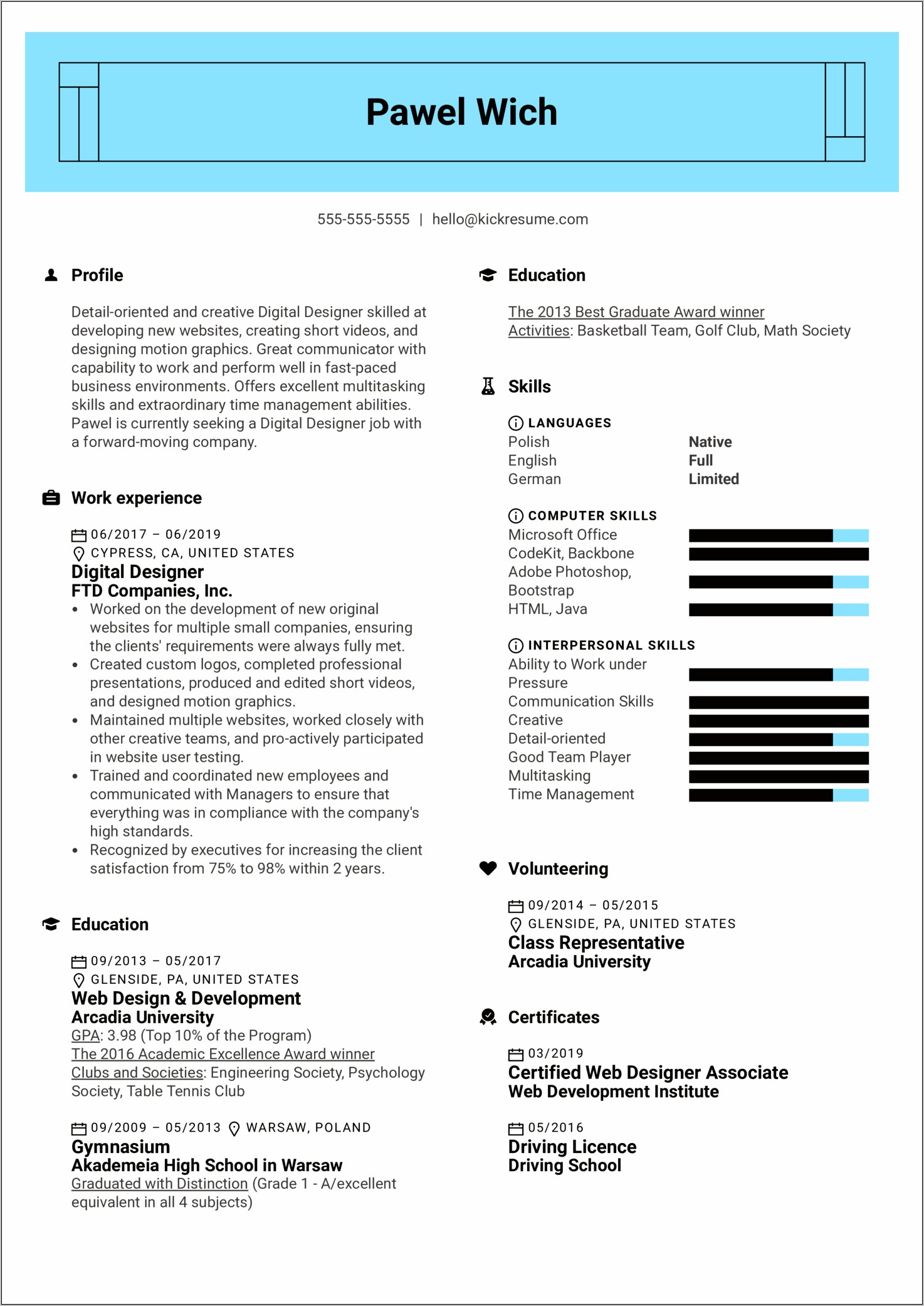 Graphic Design Skill Set Resume