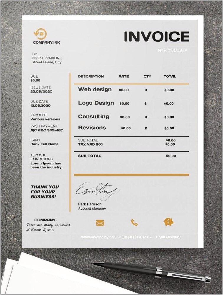 Gray Invoice Google Drive Template Download