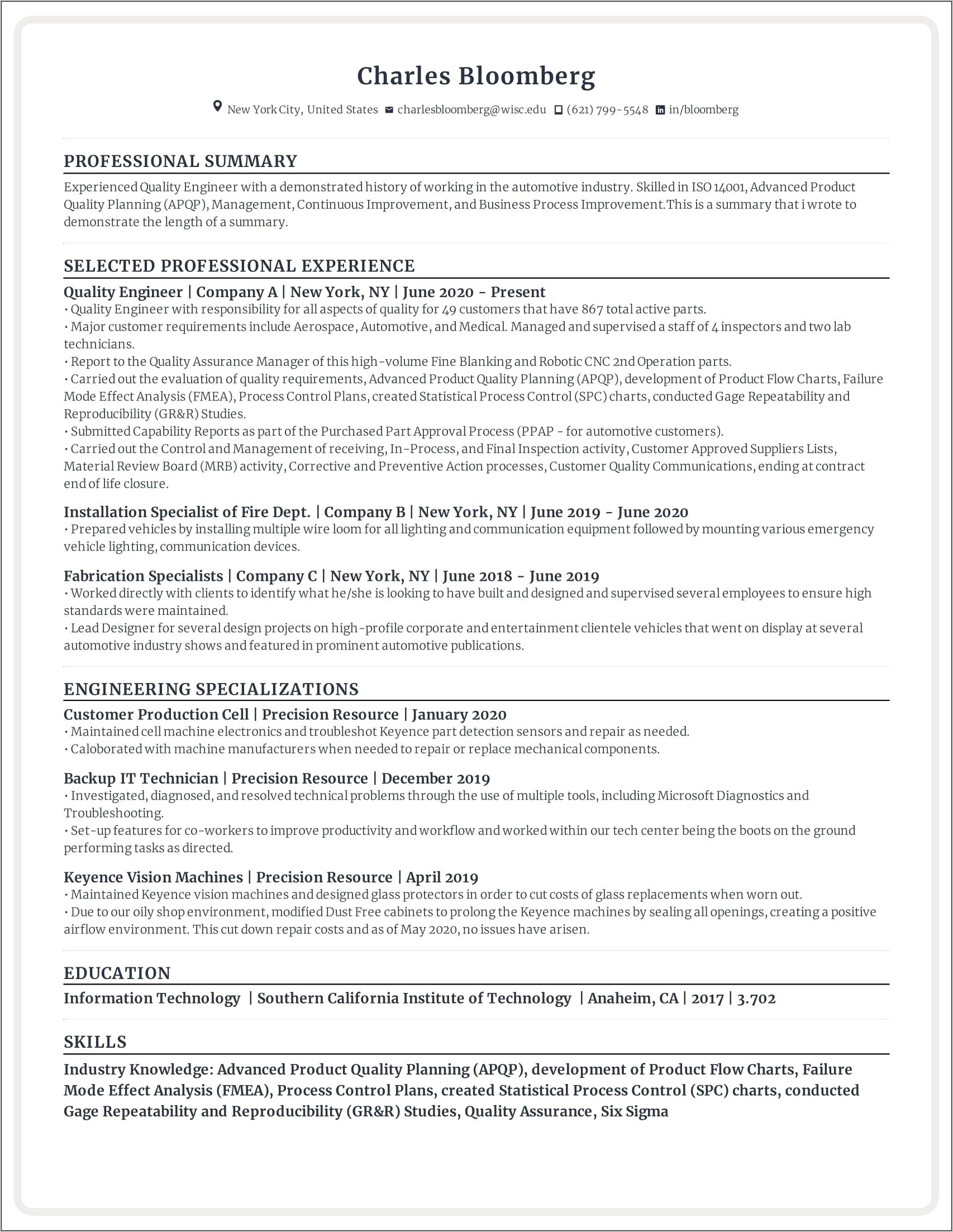 Great Chronological Resume Examples 2018