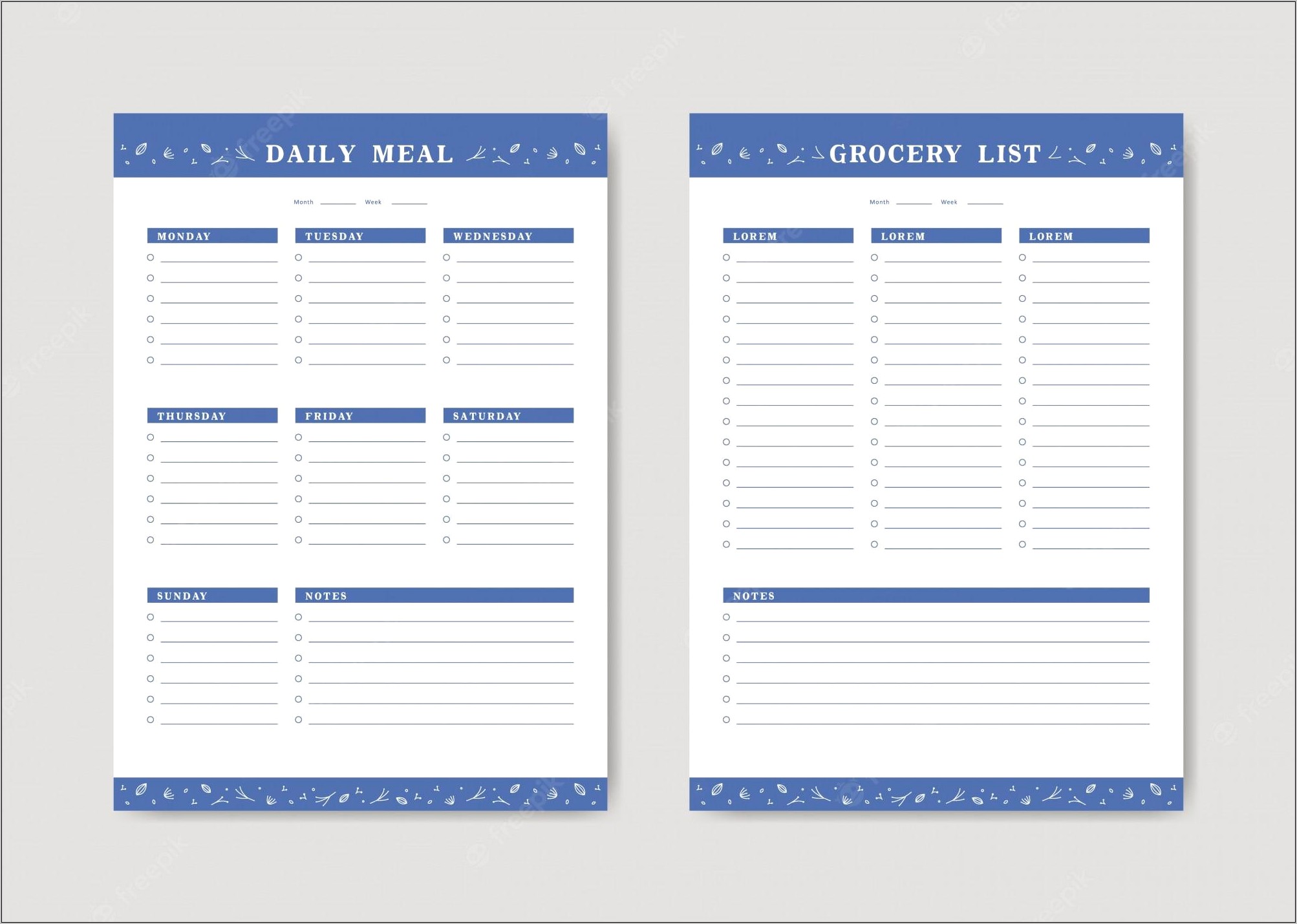 Grocery List And Meal Plan Template Download