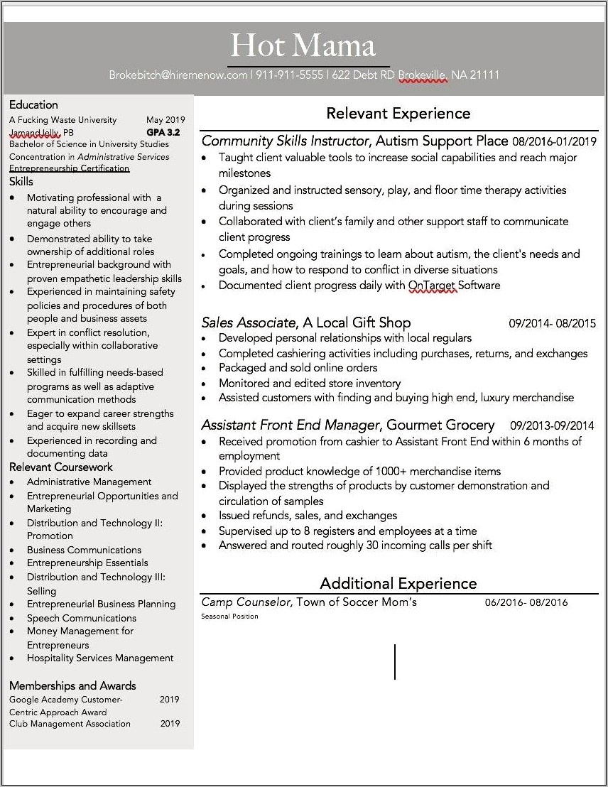 Grocery Store Assistant Manager Resume