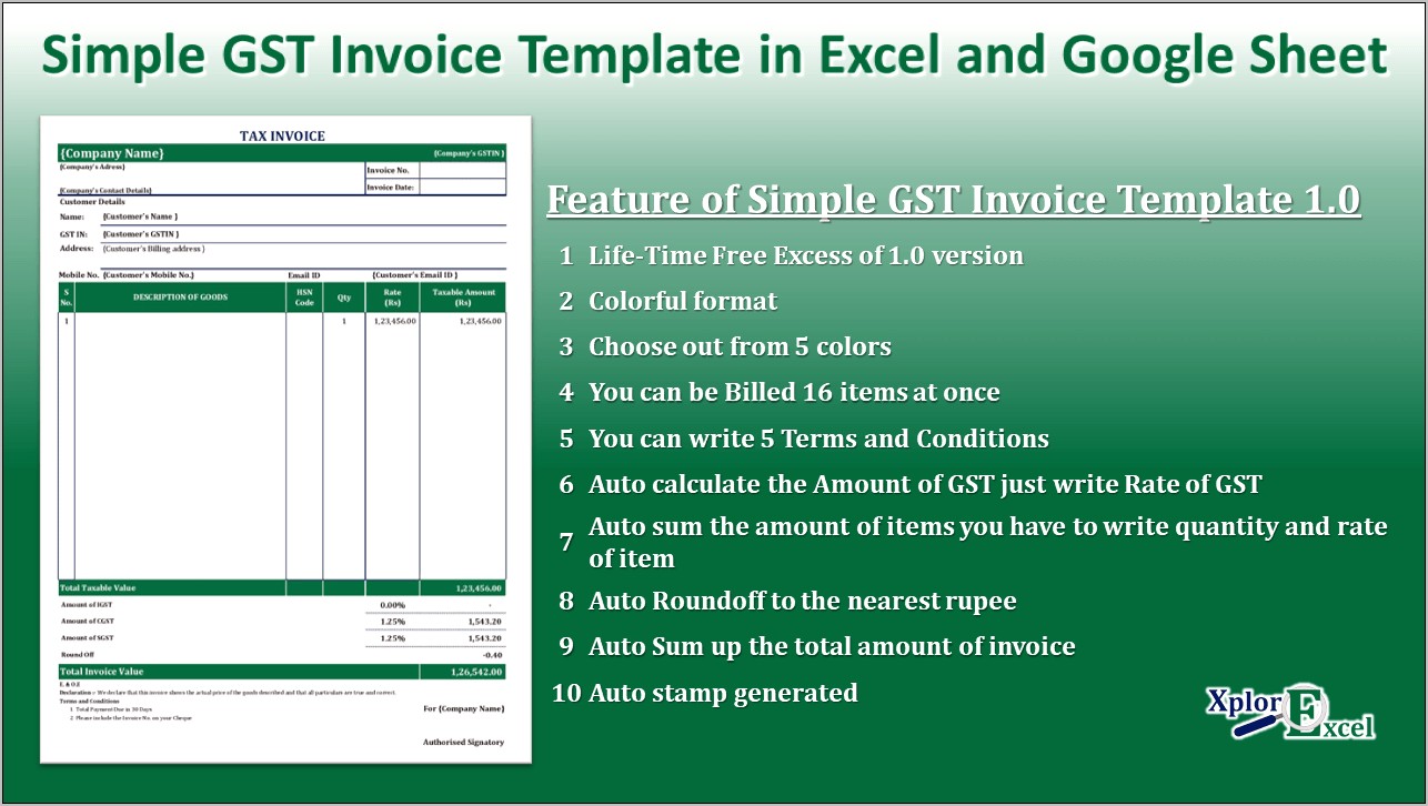 Gst Invoice Template In Excel Download