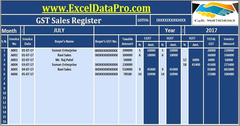 Gstr 1 Excel Workbook Template V1.4 Download