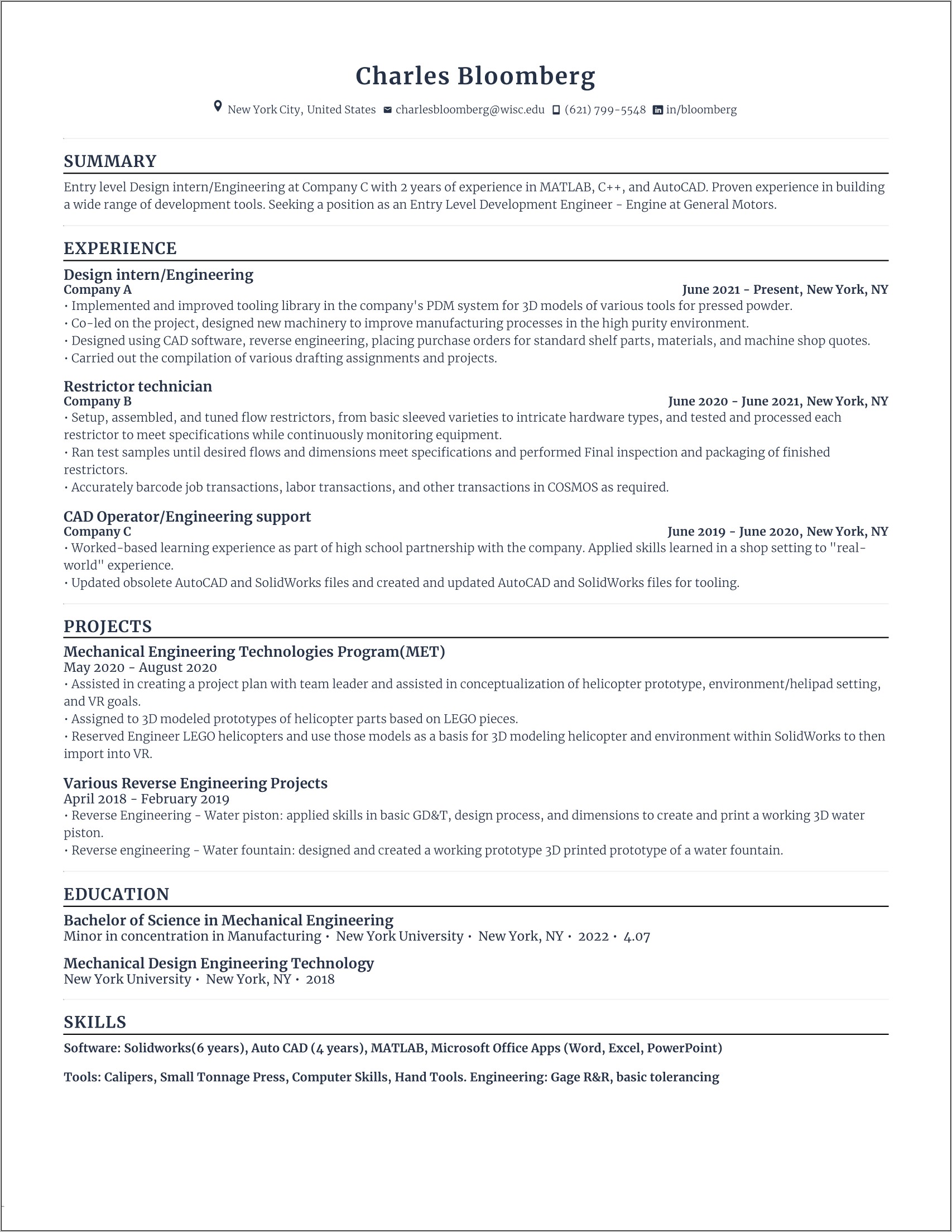 Hardware Design Engineer Resume Sample