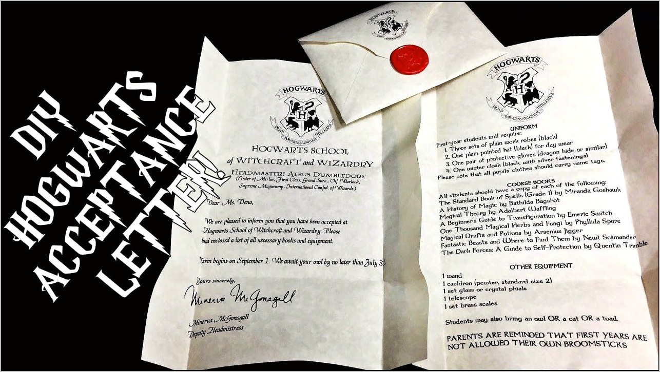 Harry Potter Acceptance Letter Template Word Download