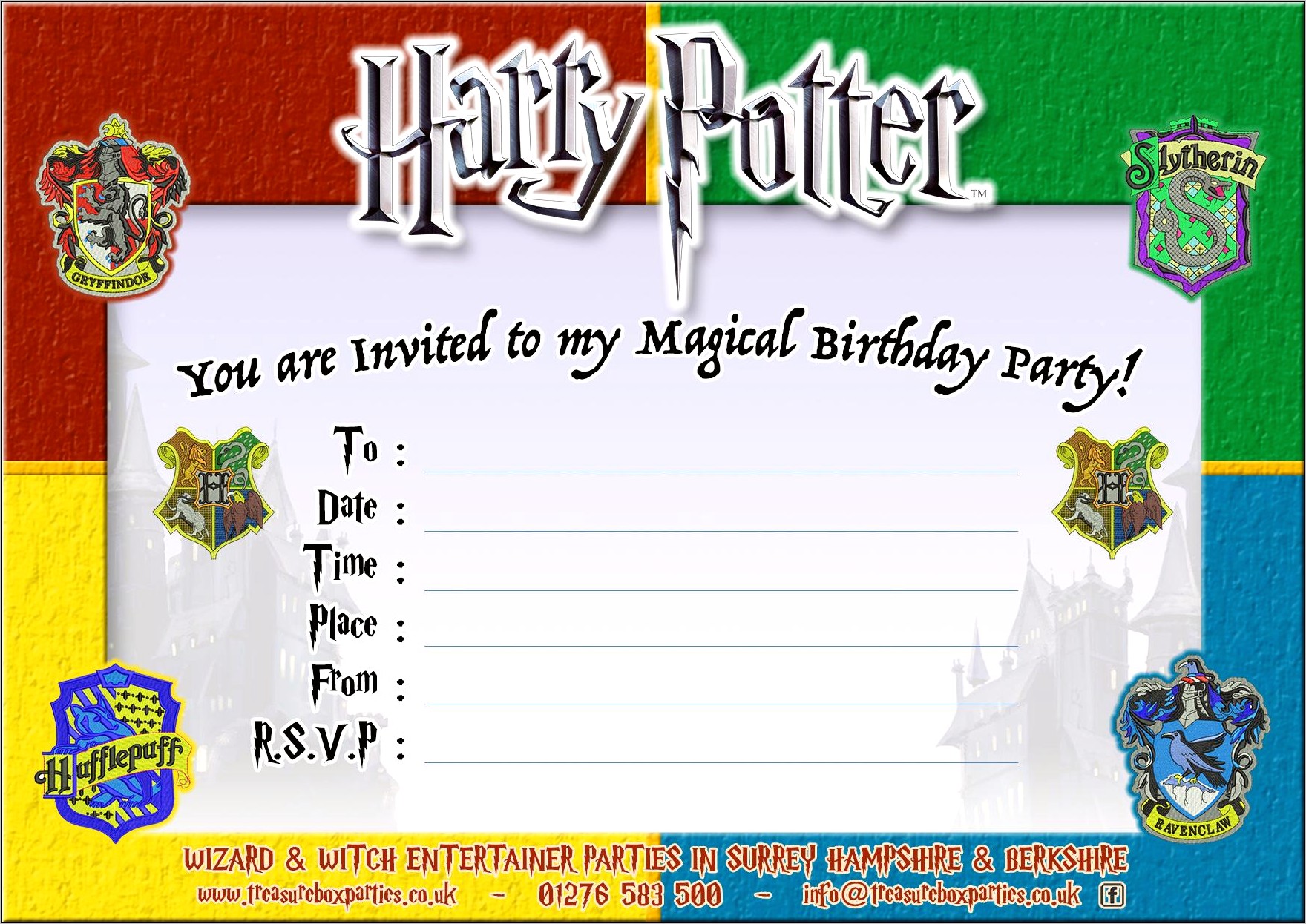 Harry Potter Birthday Invitation Template Download