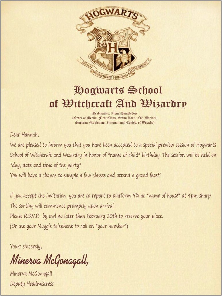 Harry Potter Invitation Template Download Free