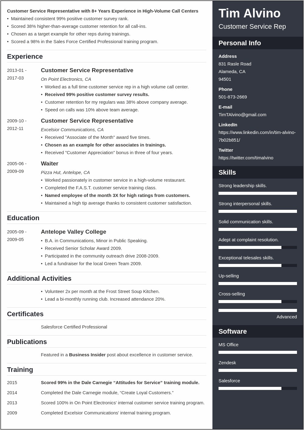 Headline Summary Examples For Resume