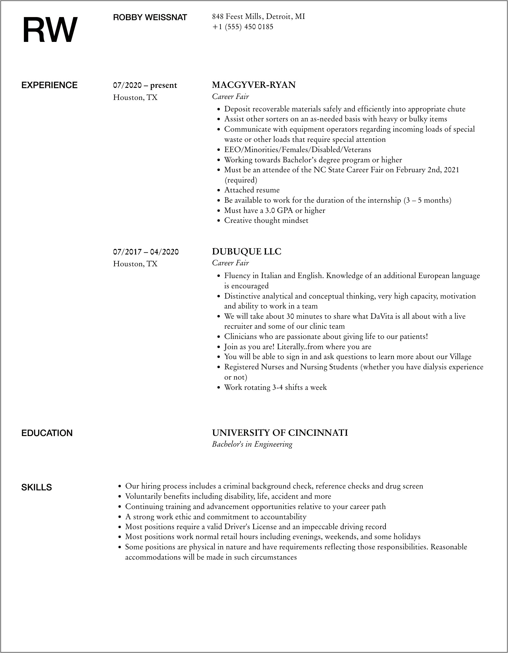 Health Fair On Resume Sample - Resume Example Gallery