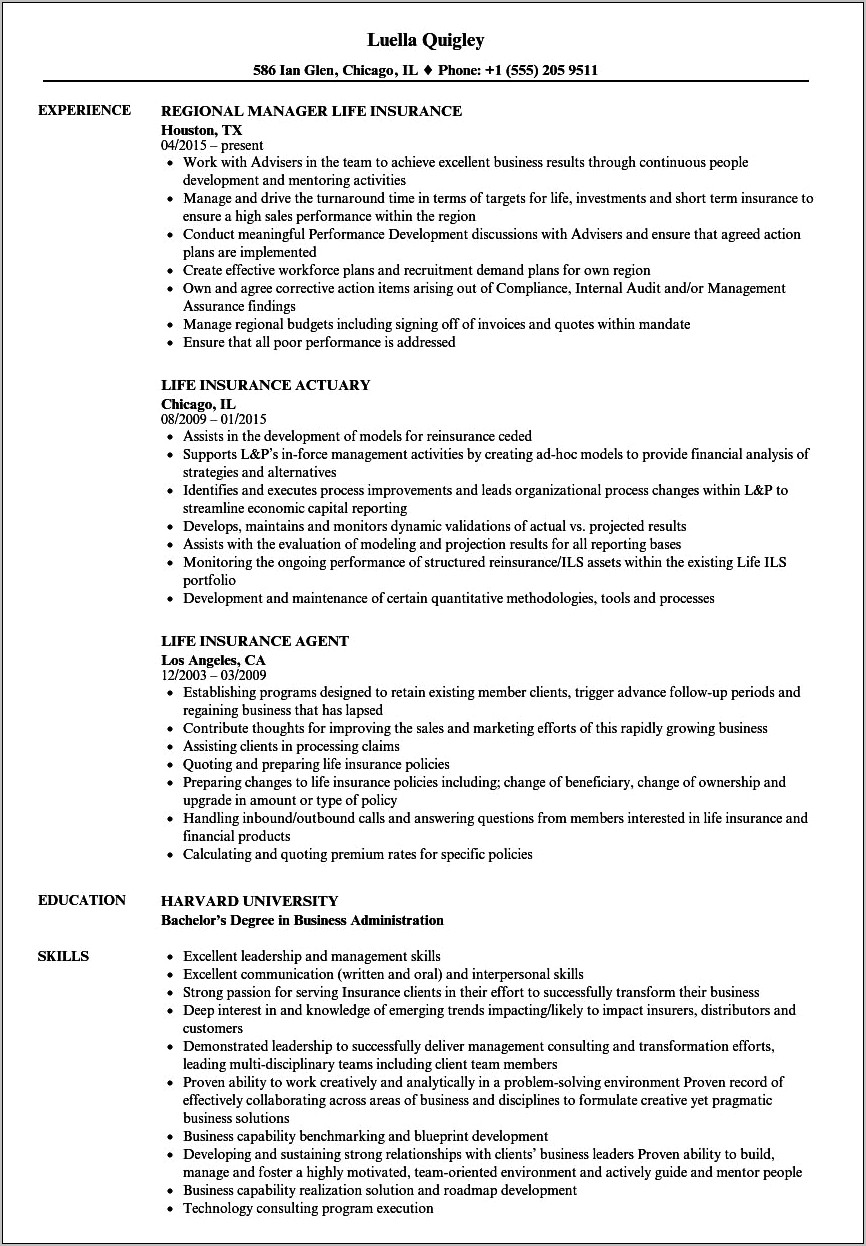 Health Insurance Resume Objective Examples