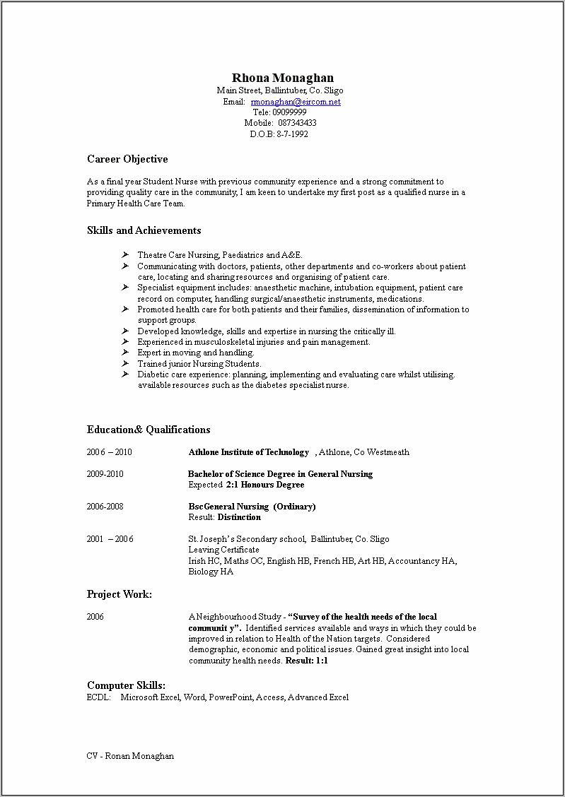 Healthcare Information Technology Resume Objective