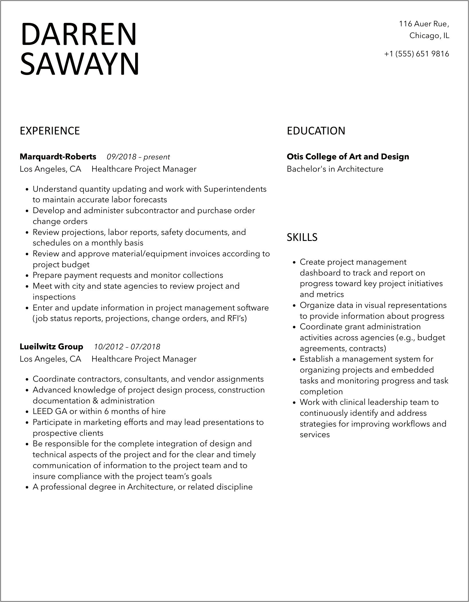 Healthcare Project Manager Resume Summary