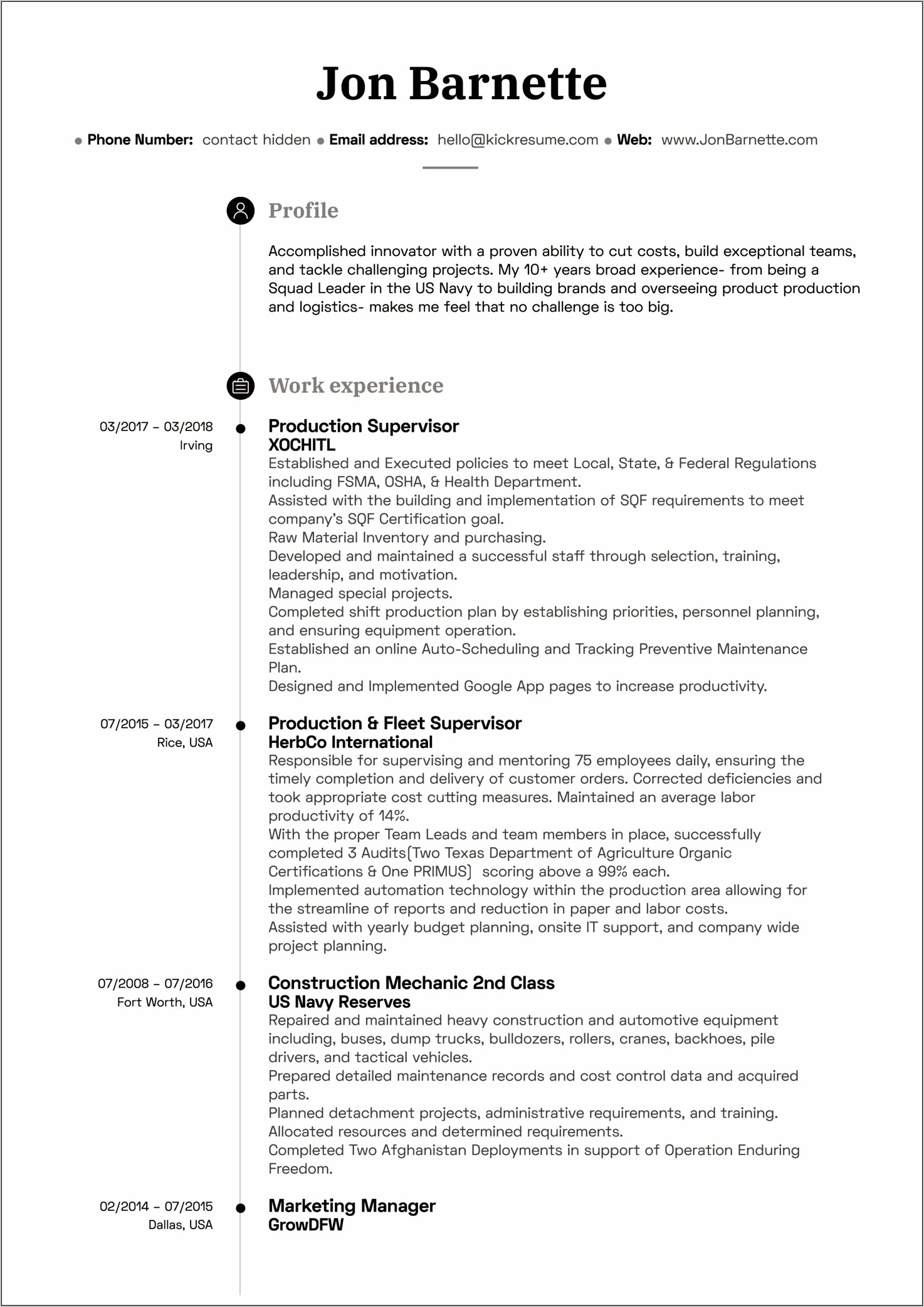 Heavy Equipment Maintenance Manager Resume