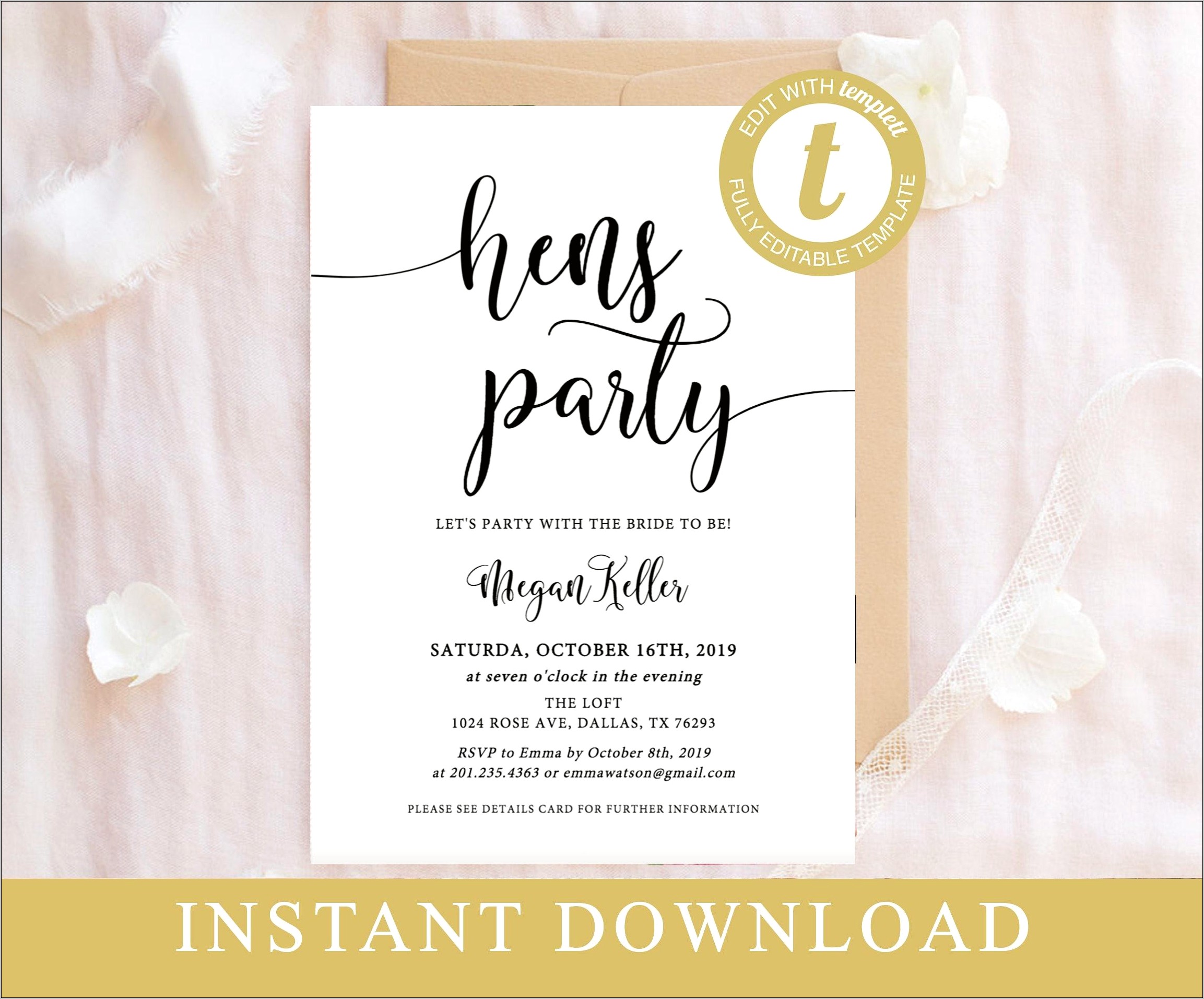 Hens Night Invitation Templates Free Download