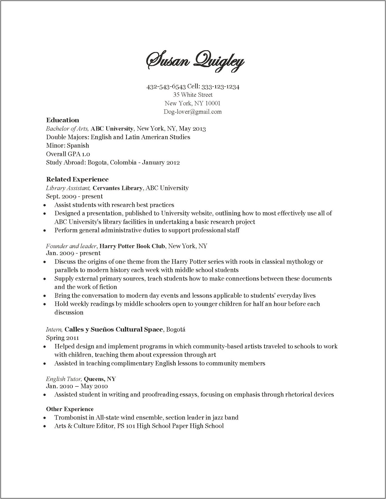 High School Resume Bad Examples