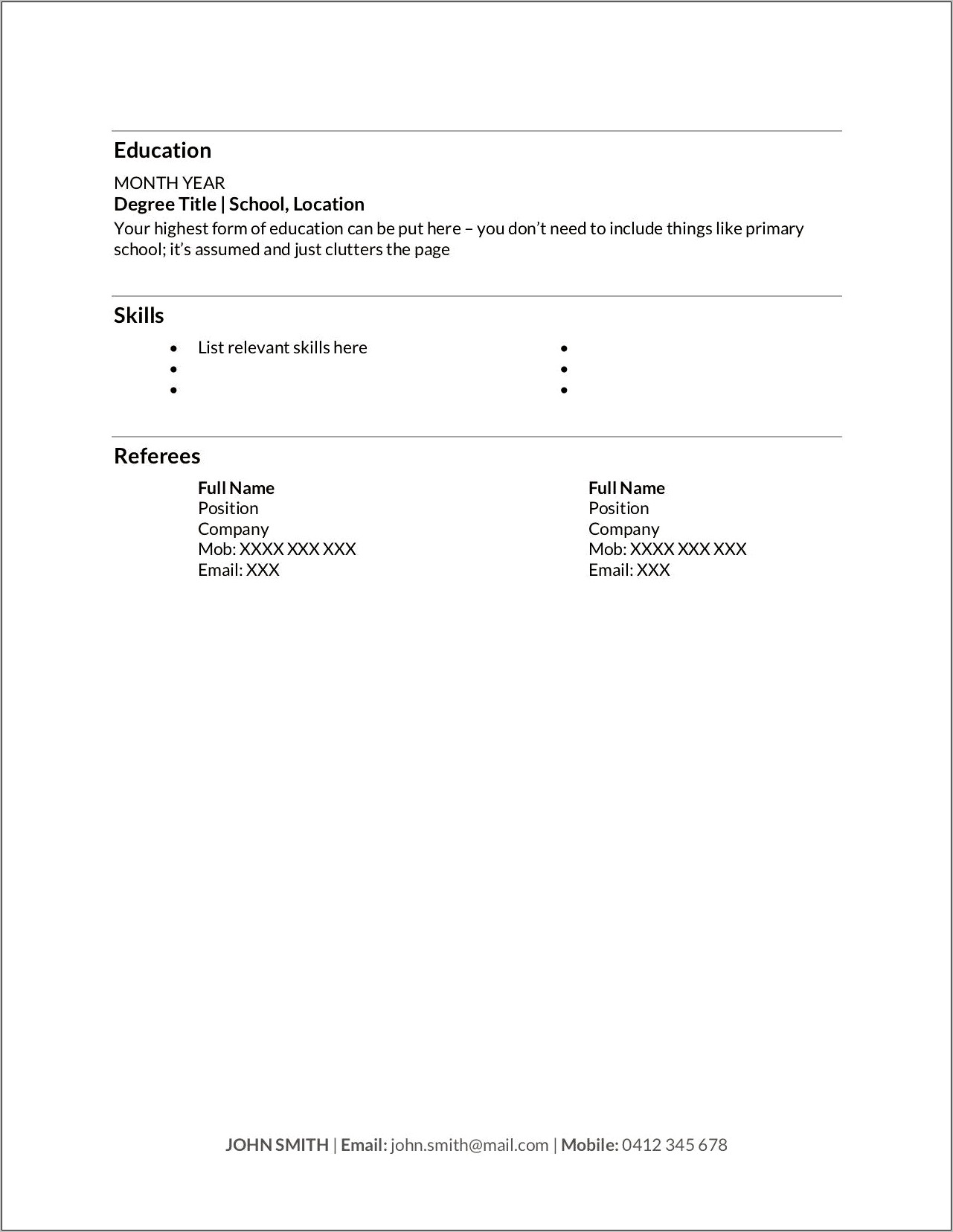 High School Resume Examples Downloadable