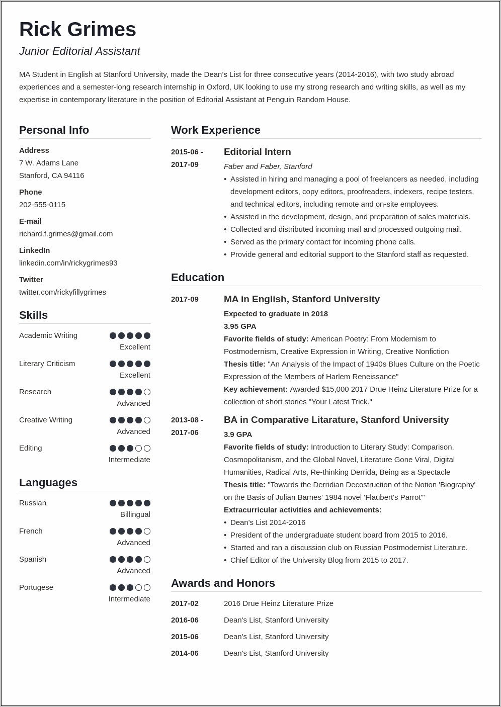 High School Resume Examples Reddit