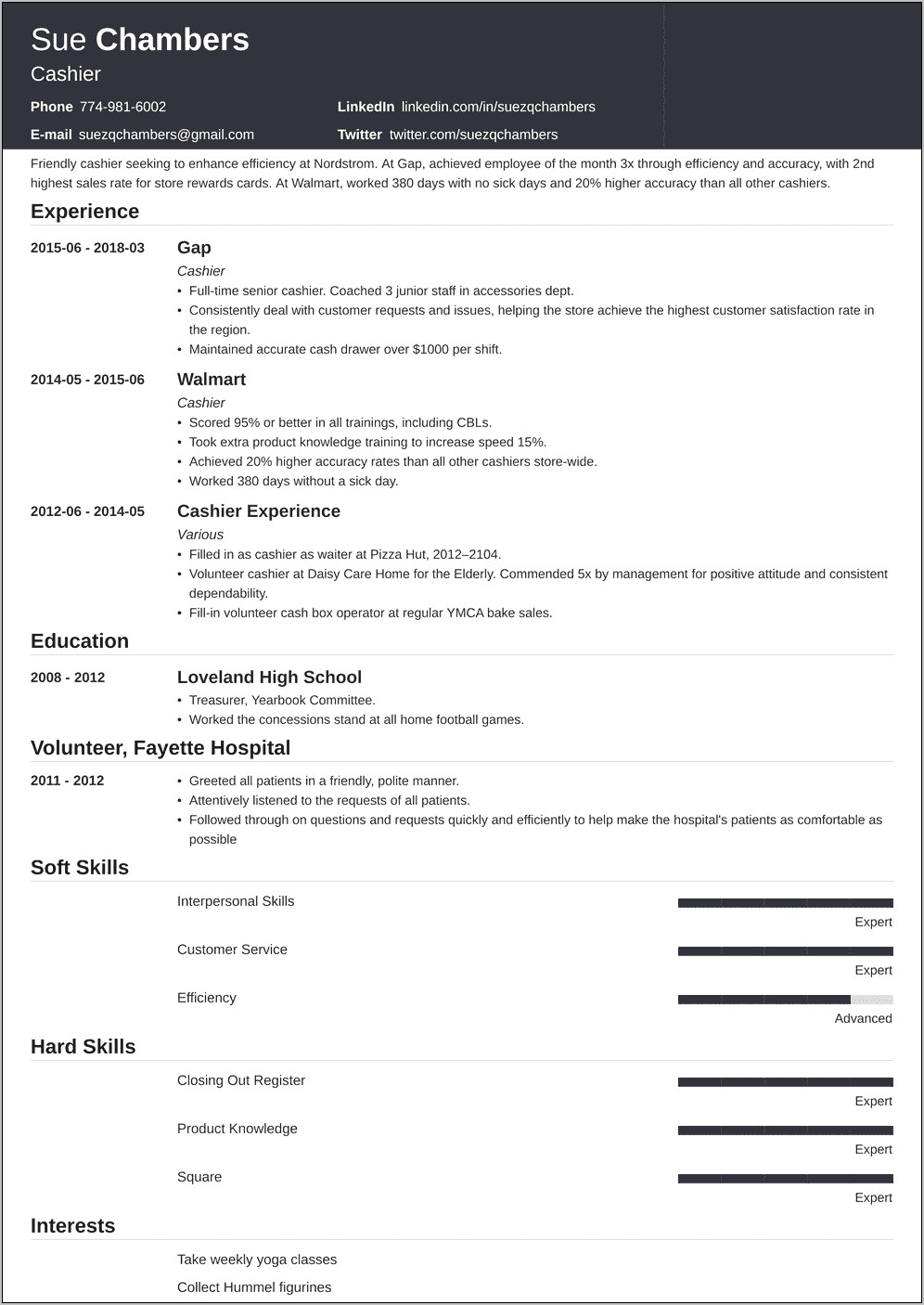 High School Resume Objective Cashire