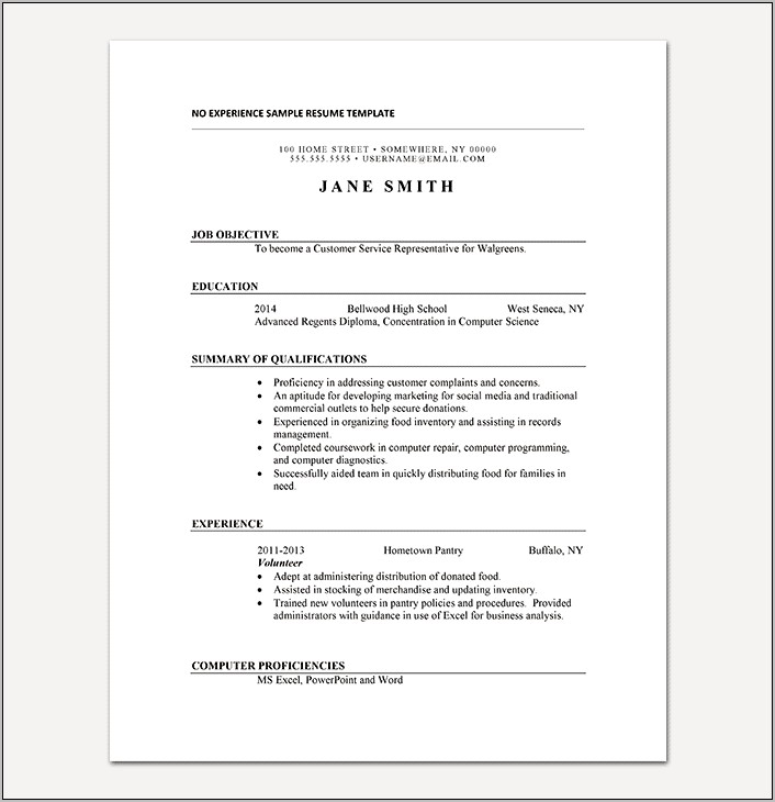 High School Teen Resume Example