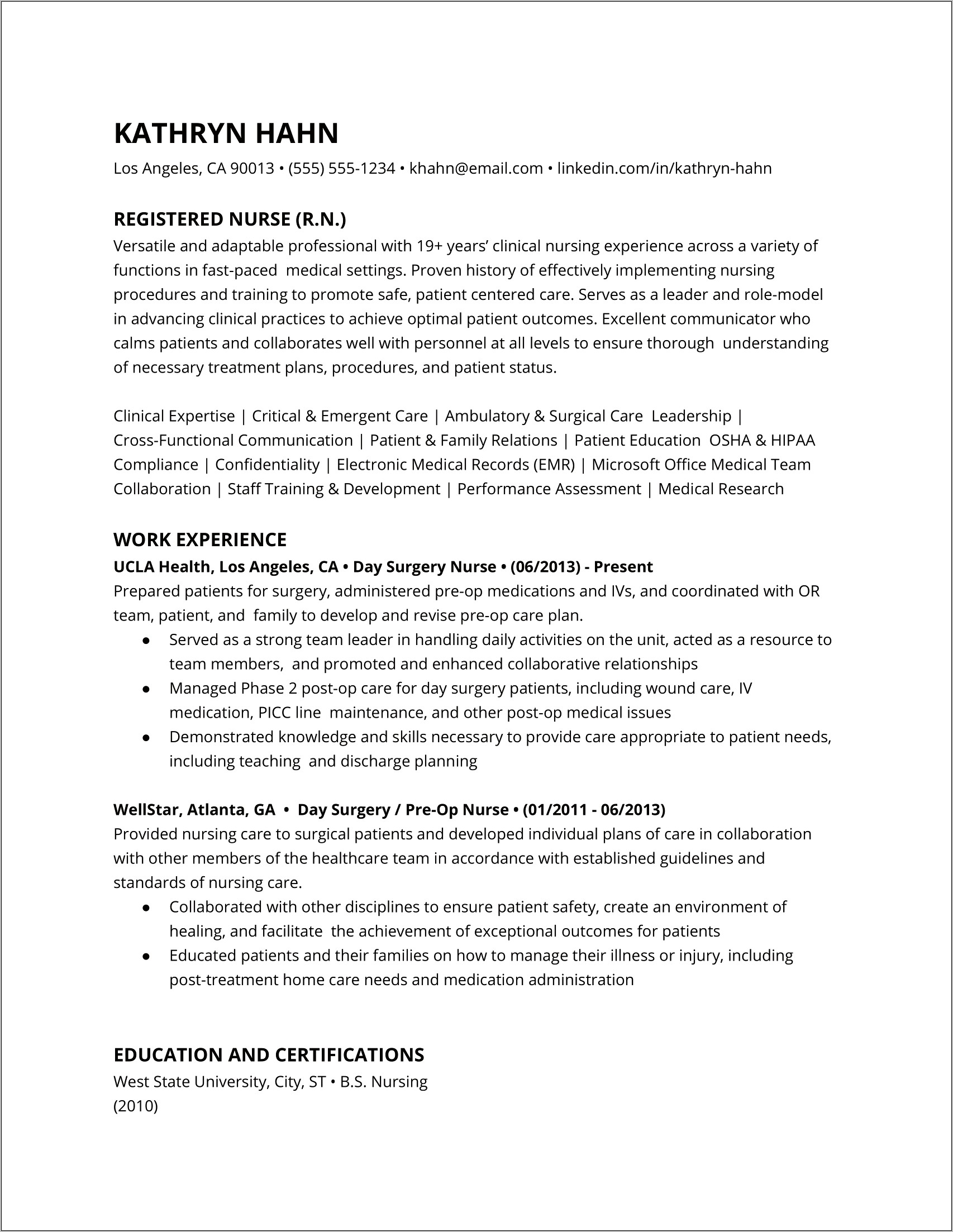 Highlight Skills For Nurse Resume